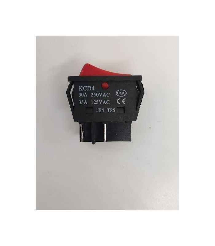 Intrerupator 4 Poli 250v 30a 1 Buton Rosu On Off Cu Retinere 217x28 Mm Kcd4
