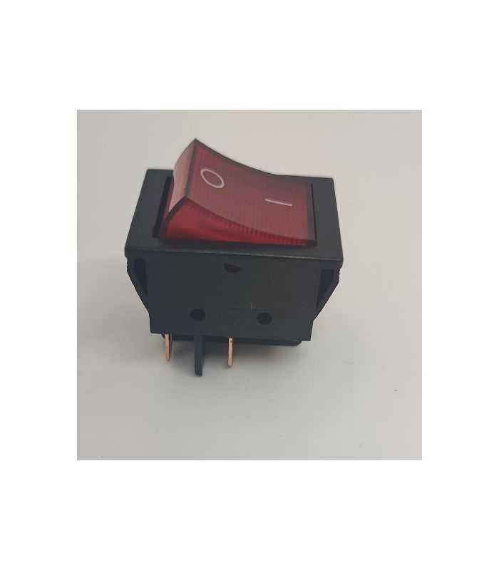 Intrerupator 4 Poli 250v 30a On Off 1 Buton Rosu Cu Retinere 25x35 Mm