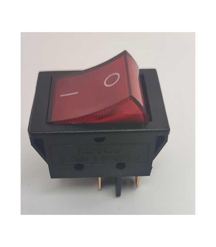 Intrerupator 4 poli 250V 30A ON-OFF 1 buton rosu cu retinere 25x35 mm