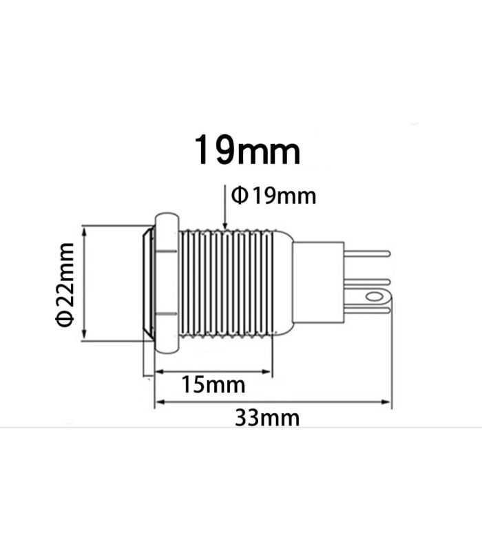 Intrerupator Buton Sw 3 Off On Fara Retinere Metal 19mm 12 24v Led Albastru