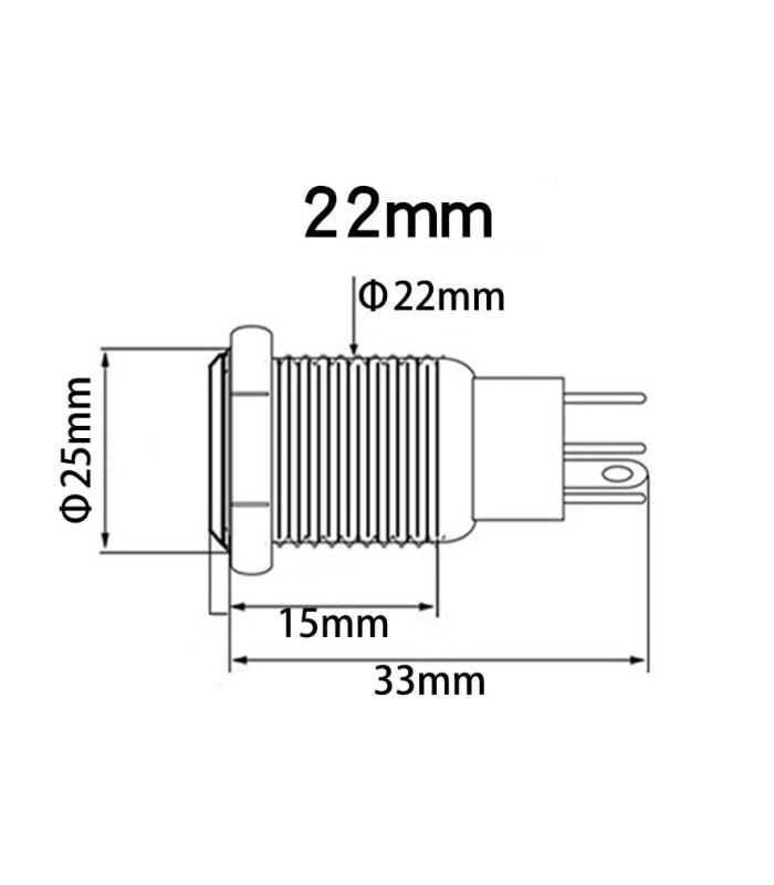Intrerupator Buton Sw 4 On Off Cu Retinere Metal 22mm 12 24v Led Albastru