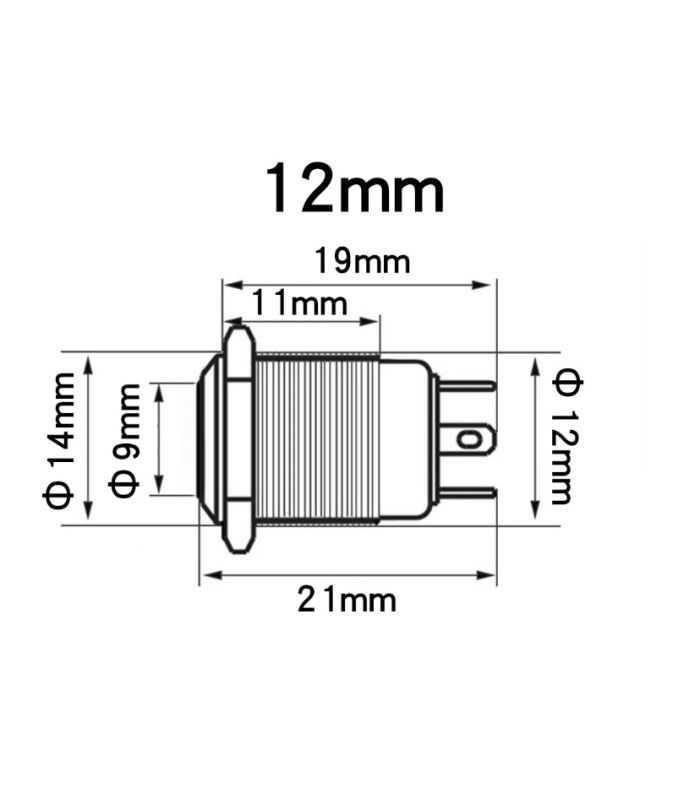 Intrerupator Buton Sw1 Off On Fara Retinere Metal 12mm 12 24v Led Albastru