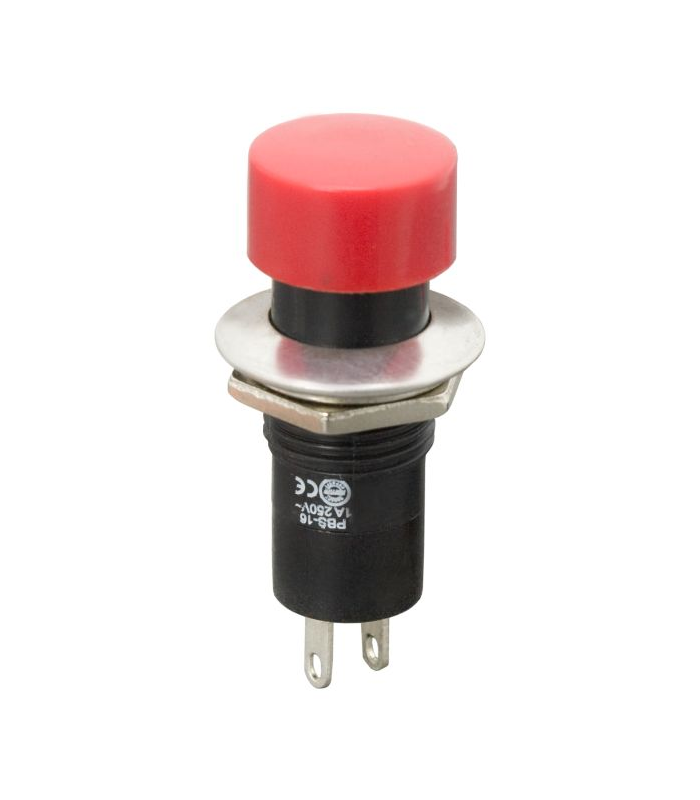 Intrerupator cu apasare 1 circuit 1A 250V OFF-ON rosu cu retinere