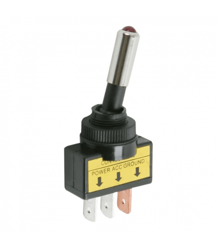 Intrerupator cu brat 1 circuit 20A 12VDC OFF-ON cu LED rosu cu retinere