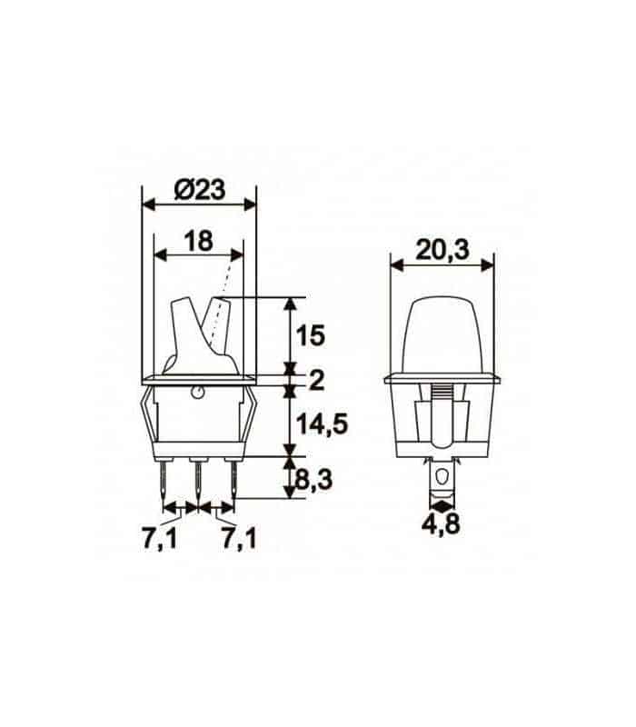 intrerupator cu brat 1 circuit off on 6a 250v cu lumina partocalie cu retinere 1