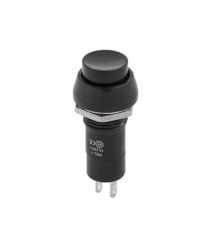 Intrerupator OFF-ON negru prin apasare cu retinere rotund 1A 230VAC PBS 11A