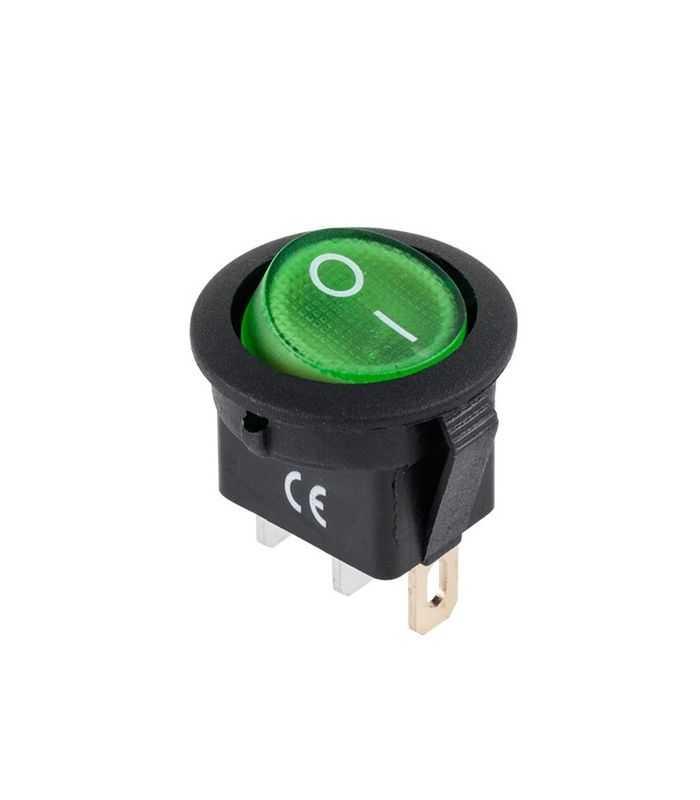 Intrerupator ON-OFF 12V 20A verde 3 pini IRS 101 cu retinere