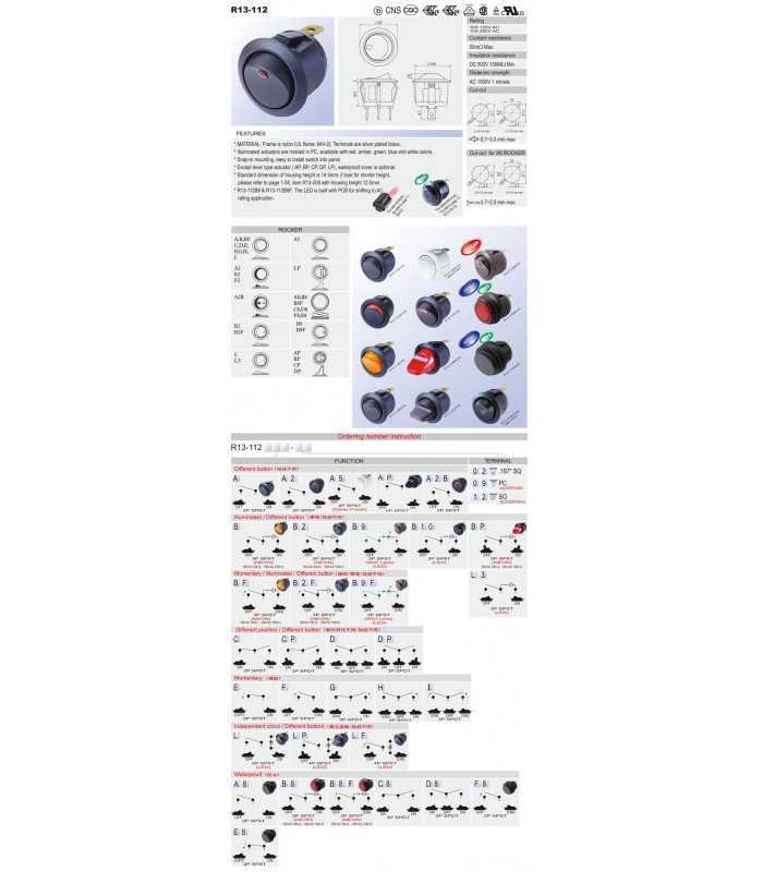 intrerupator rocker sp3t on off on 10a 250vac pozitii 3 cu retinere 50mohm sci r13 112d bb 7d 6