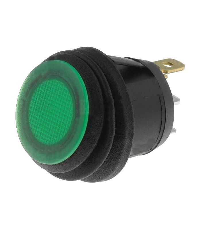 Intrerupator Rocker Spst 2 Pozitii Off On Cu Retinere 10a 250vac Verde Ip65 Lampa Cu Neon Ermetic Sci R13 112b8w 02 Bgnn 0a N2