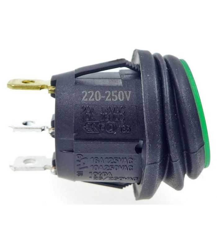 Intrerupator Rocker Spst 2 Pozitii Off On Cu Retinere 10a 250vac Verde Ip65 Lampa Cu Neon Ermetic Sci R13 112b8w 02 Bgnn 0a N2