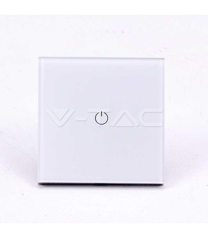 intrerupator smart simplu din sticla cu touch alb v tac 1