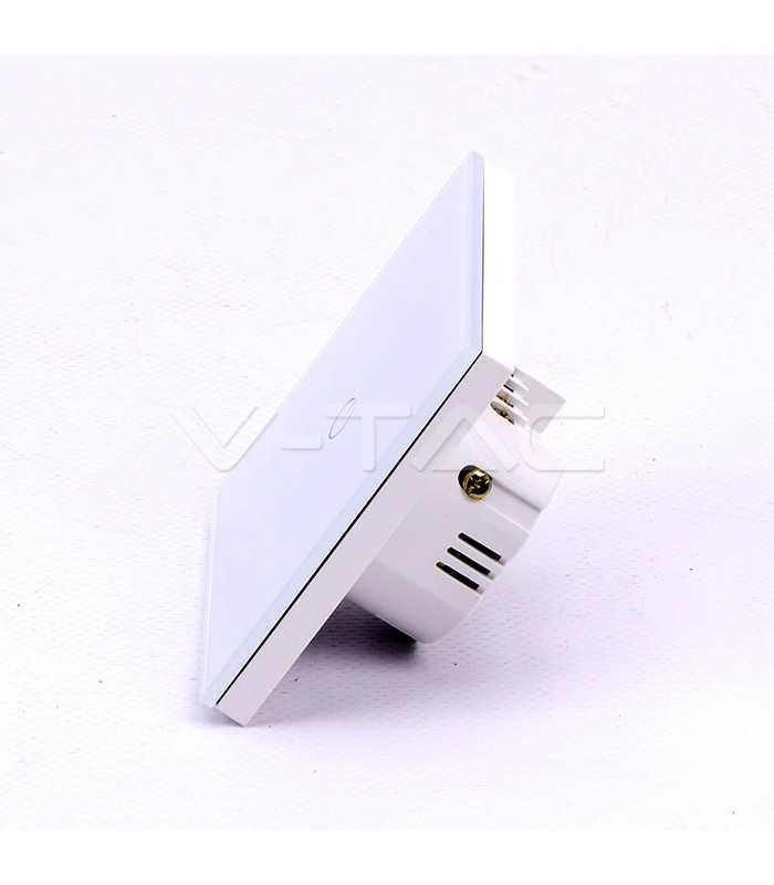 intrerupator smart simplu din sticla cu touch alb v tac 2
