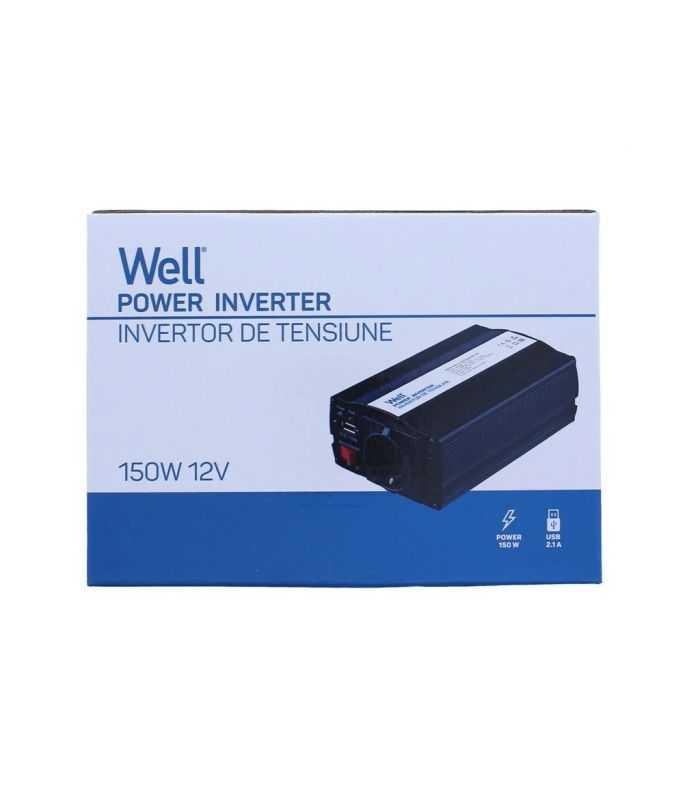 invertor de tensiune 12v 230v 150w si usb 5v 500ma well 7