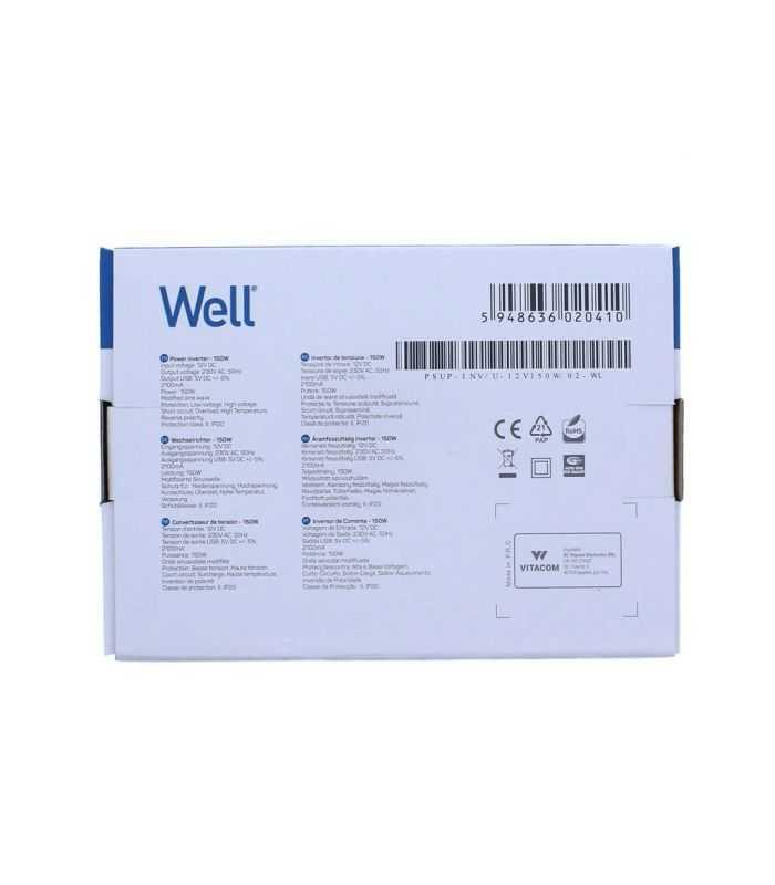 invertor de tensiune 12v 230v 150w si usb 5v 500ma well 8