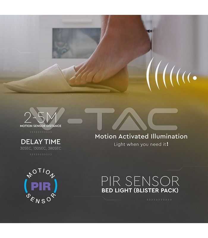 kit banda led cu senzor de miscare pentru iluminat pat 4500k 260lm double 2m ip20 v tac 3