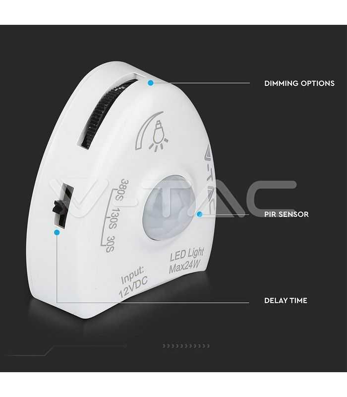 kit banda led cu senzor de miscare pentru iluminat pat 4500k 260lm double 2m ip20 v tac 4