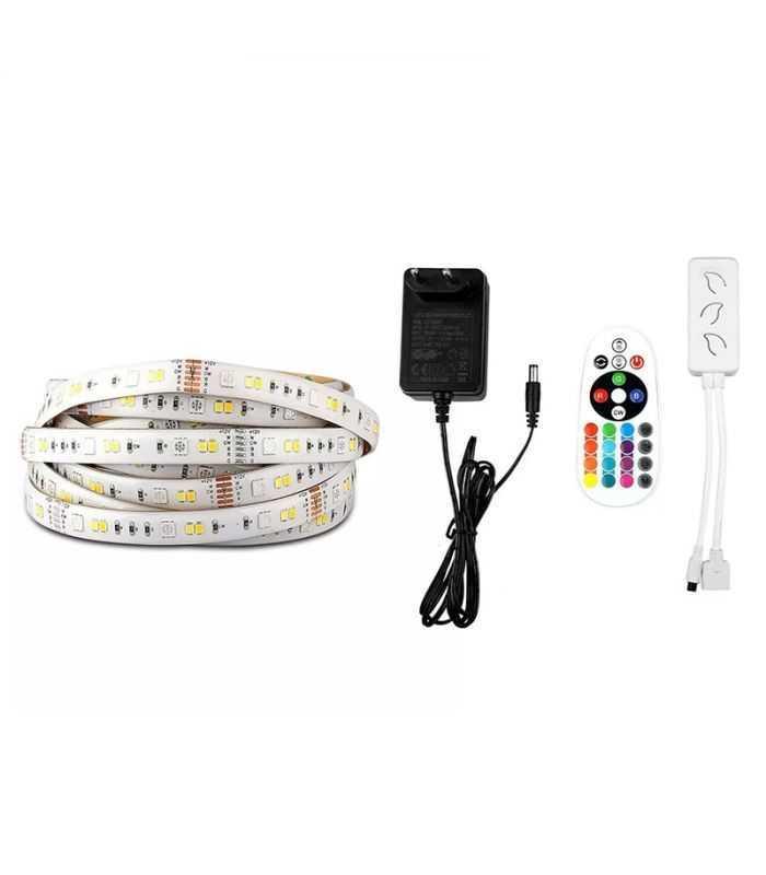 Kit banda LED SMART SMD5050 54LED/m 4W/m 230lm/m RGB+WW+DW+CW 12V IP65 5M V-TAC