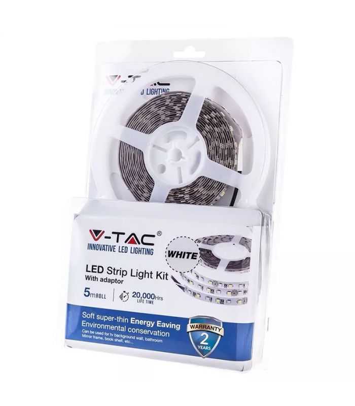 Kit banda LED SMD5050 RGB 60LED/m 9.6W/m IP20 5M V-TAC