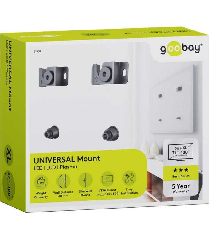 kit de montare suport de perete pentru tv ecran 37 70 interfata de montare pana la 800 x 600 mm goobay 1