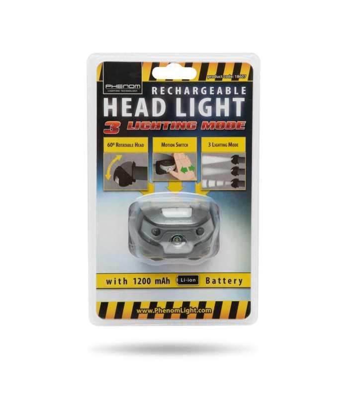 lampa de cap cu senzor de miscare cob led 120lm acumulator li ion 1200mah phenom lighting technology 3