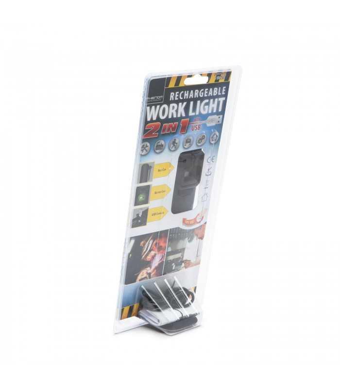 lampa de lucru cu cob led cu acumulator li ion micro usb 40 150lm 15x4x25cm phenom 6