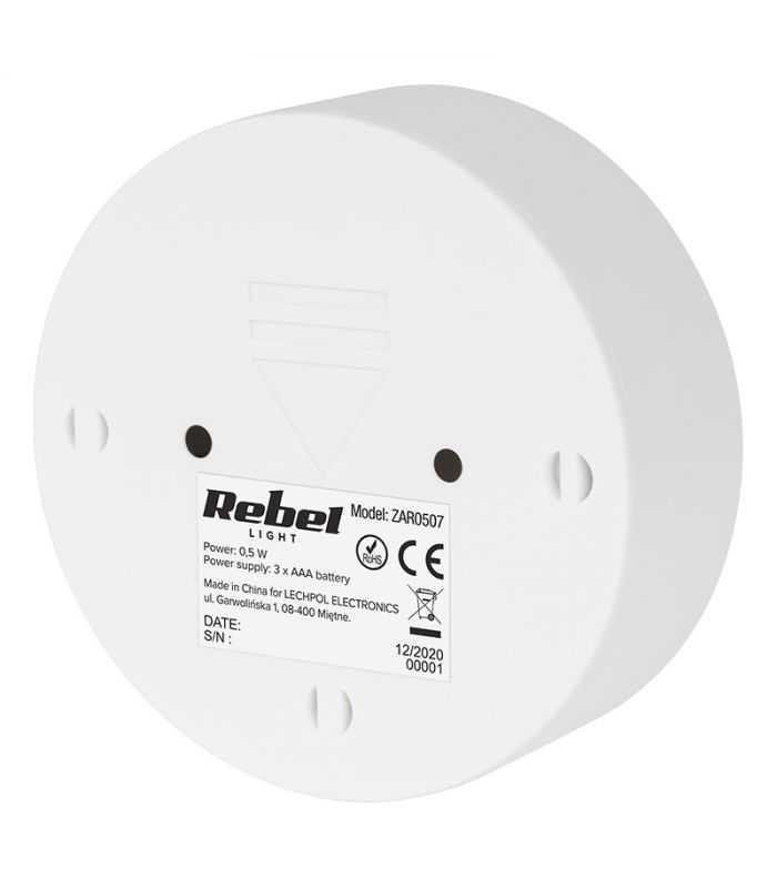 Lampa Veghe Cu Senzor De Miscare 05w 6500k Alb Rece 19lm 3x Aaa Rebel Zar0507