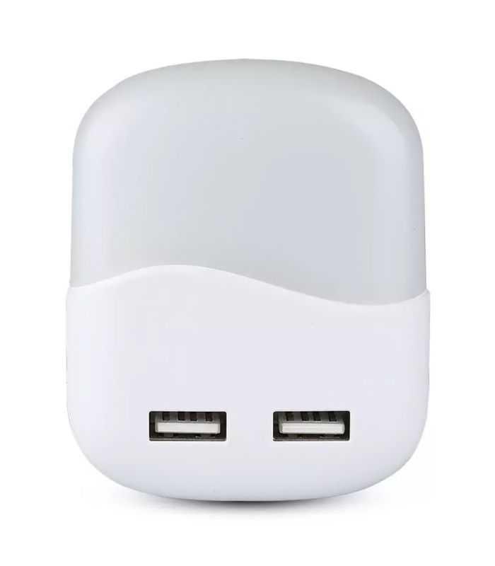 Lampa Veghe Patrata Cu Senzor Lumina Alb Calda 3000k 2x Usb V Tac Sku 507