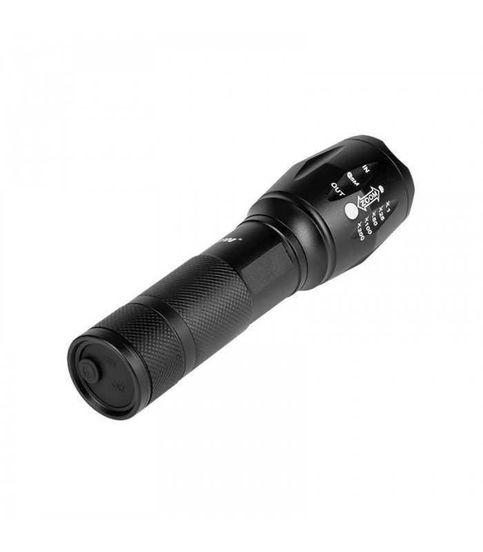 lanterna 10w led cu incarcare usb vipow 100m 375x138mm aluminiu 1