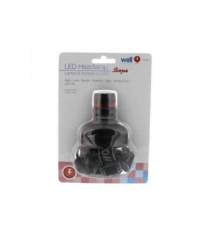 lanterna frontala cu led 1w 60lm well 1