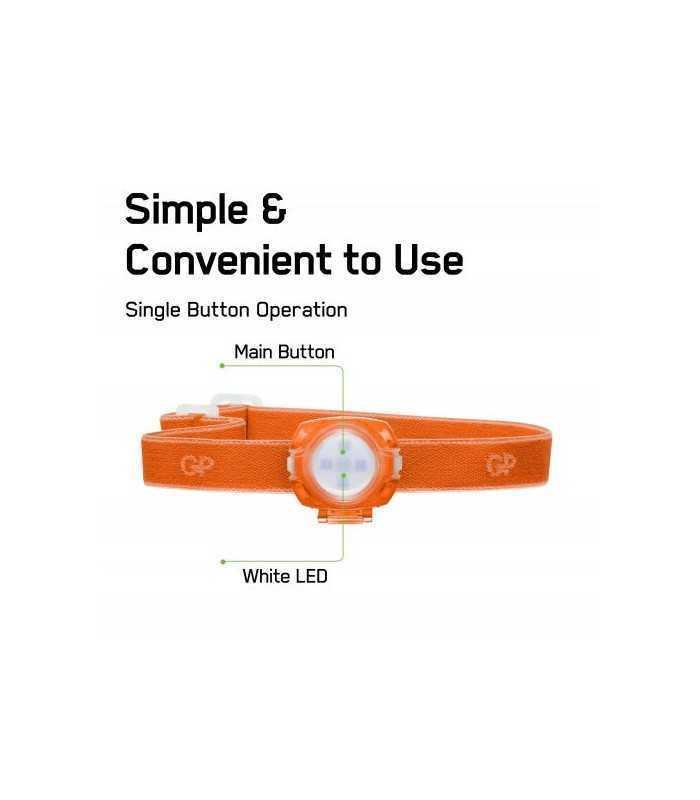 lanterna frontala led gp ch31 portocaliu 40lm 2x cr2025 3