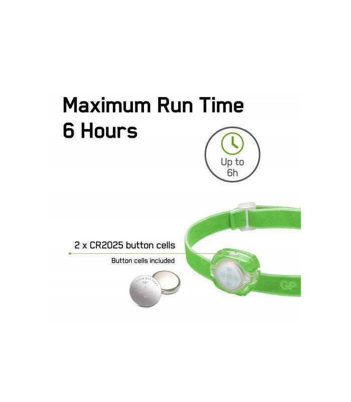 lanterna frontala led gp ch31 verde 40lm 2x cr2025 1