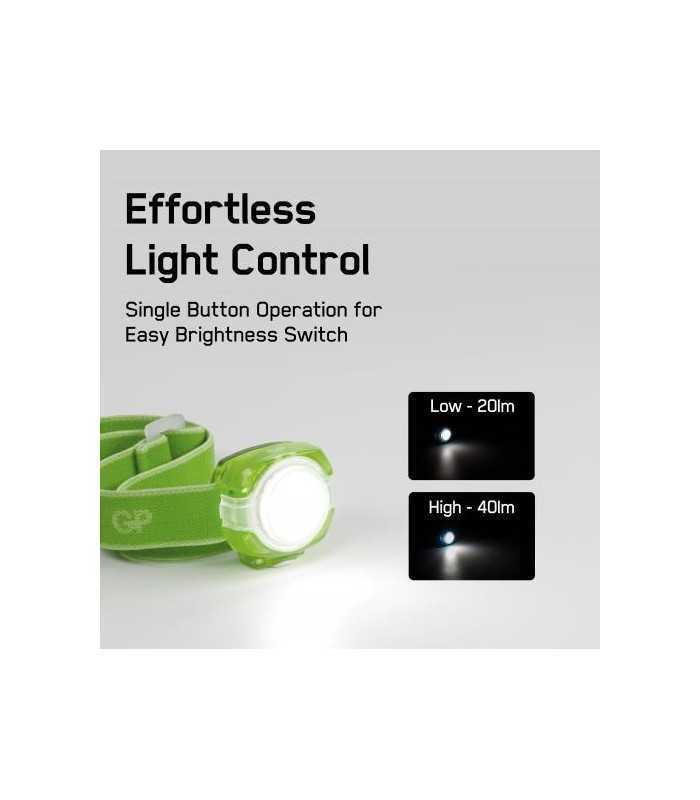 lanterna frontala led gp ch31 verde 40lm 2x cr2025 2