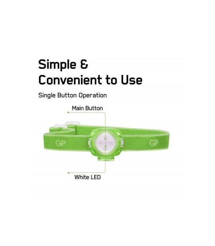 lanterna frontala led gp ch31 verde 40lm 2x cr2025 3