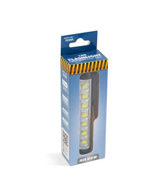 Lanterna Led Cu Modul Lumina De Lucru Acumulator Li Ion 400mah Xpe Led Smd 500lm Ip55 Argintiu Phenom 18580a