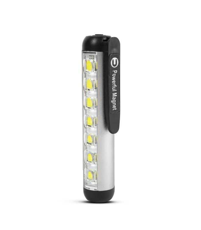 Lanterna LED cu modul lumina de lucru acumulator LI-ion 400mAh XPE + LED SMD 500lm IP55 argintiu Phenom 18580A