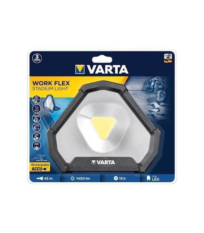 Lanterna LED de lucru Varta 18647 Work Flex Stadium Light reincarcabila 1450lm IP54