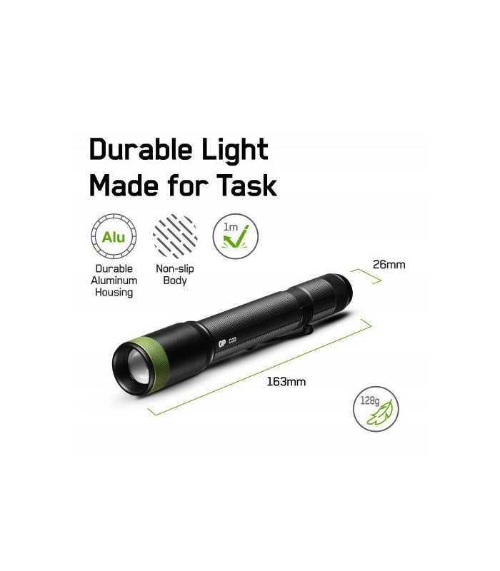 Lanterna LED GP C33 negru 150lm 2x AA