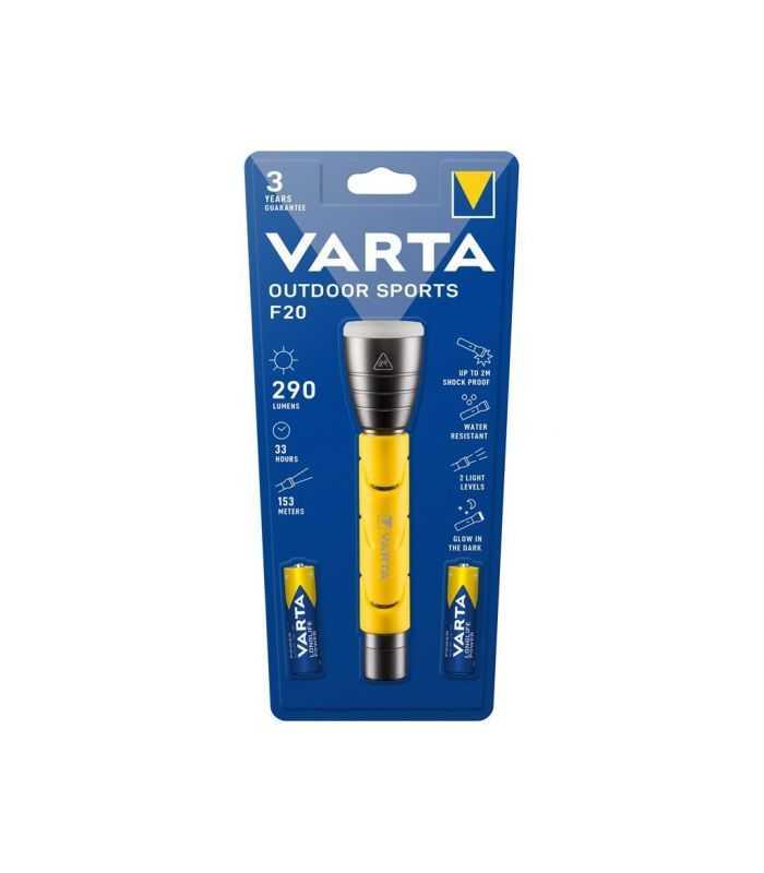 Lanterna LED Varta Outdoor Sports F20 + 2x AA Longlife Power