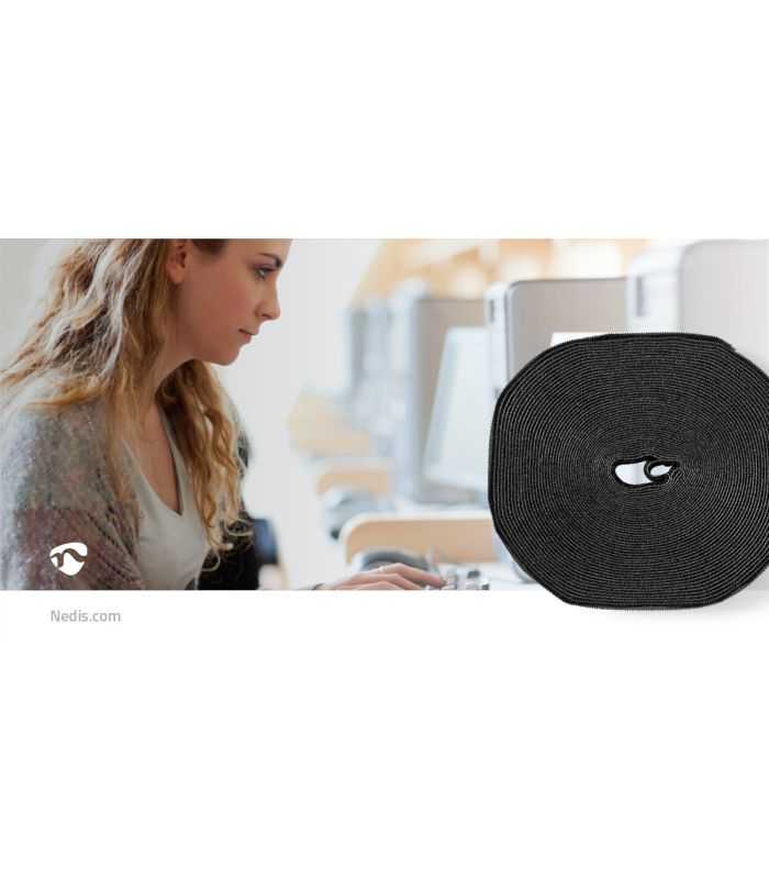 Legaturi Pentru Cablu Velcro 9100x16mm Negru Nedis Ergovelc91bk