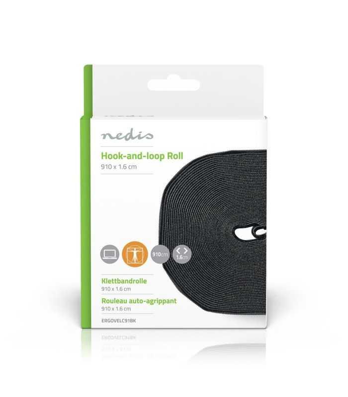 Legaturi Pentru Cablu Velcro 9100x16mm Negru Nedis Ergovelc91bk
