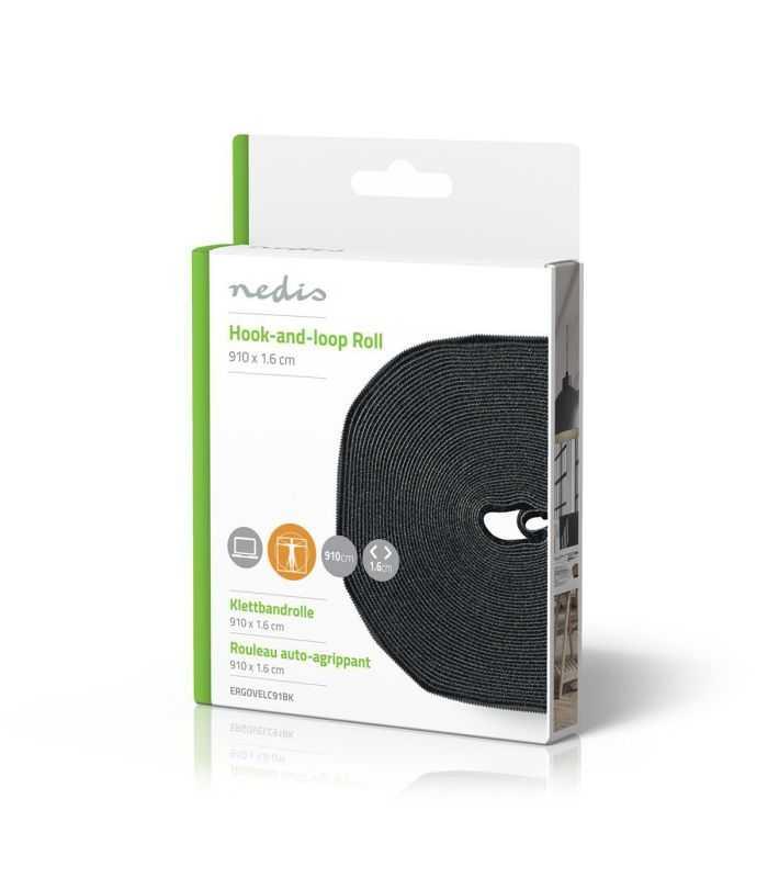 Legaturi Pentru Cablu Velcro 9100x16mm Negru Nedis Ergovelc91bk