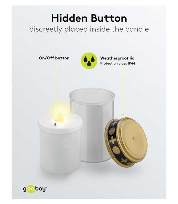 Lumanare Funerara Led Alb Cu Efect Palpaitor Realist Alb Cald 2700k Goobay 64604