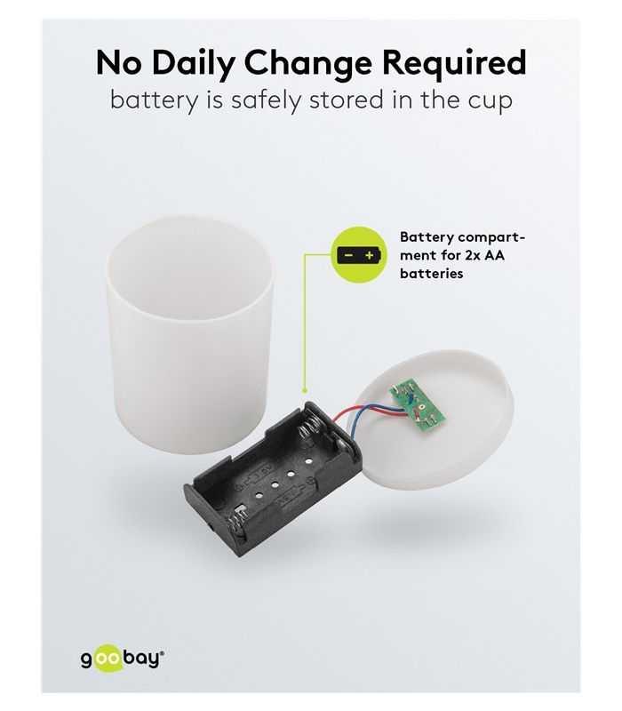 Lumanare Funerara Led Alb Cu Efect Palpaitor Realist Alb Cald 2700k Goobay 64604