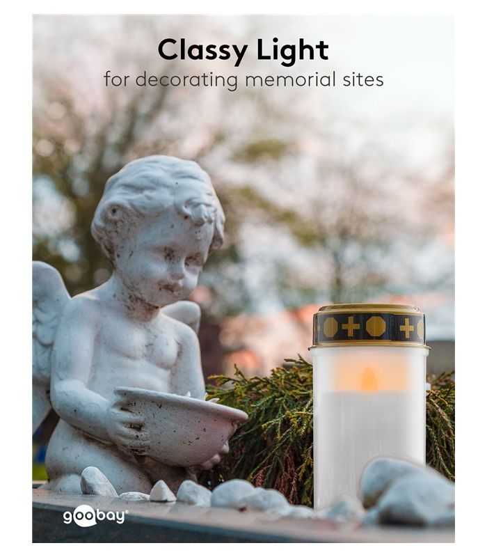 Lumanare Funerara Led Alb Cu Efect Palpaitor Realist Alb Cald 2700k Goobay 64604