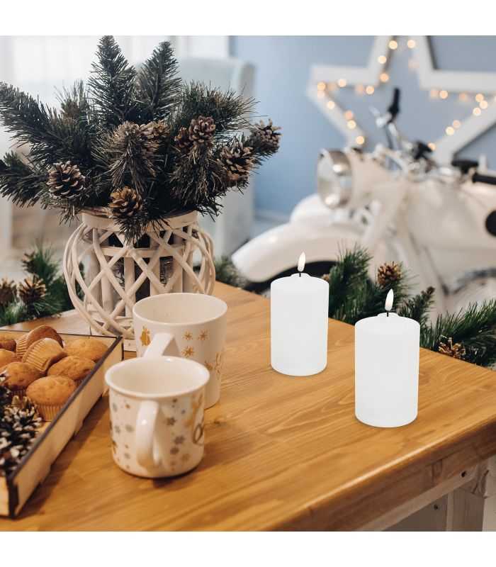 Lumanare Led Pentru Exterior Cu Lumina Fixa Alba Calda Temporizator On Off Timer 2xaa Home