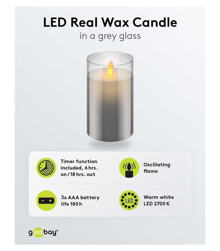 Lumanare Led Real Wax Din Sticla 75x125cm Goobay 60371