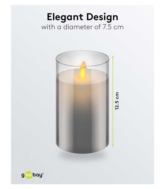 Lumanare Led Real Wax Din Sticla 75x125cm Goobay 60371