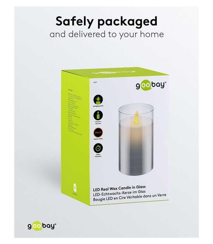 Lumanare Led Real Wax Din Sticla 75x125cm Goobay 60371