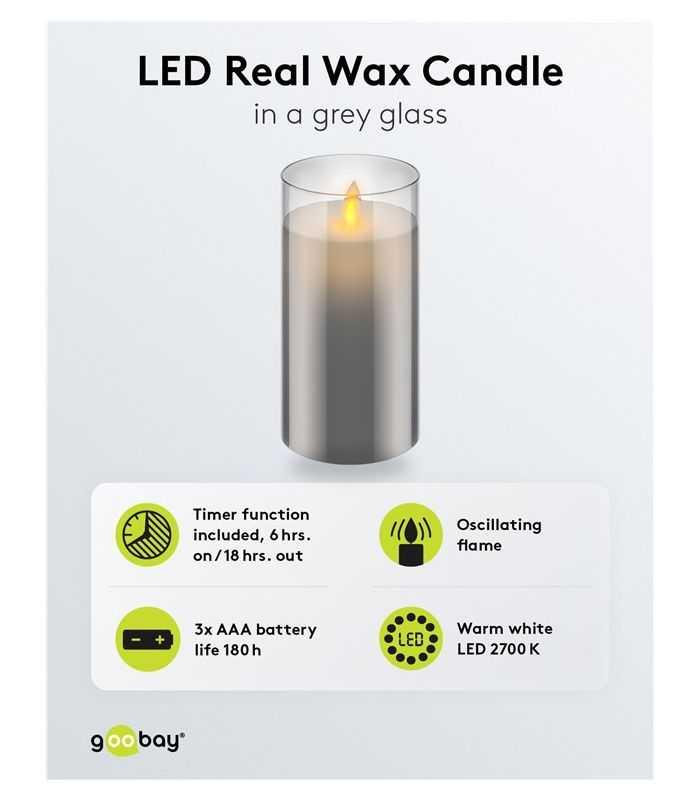 Lumanare Led Real Wax Din Sticla 75x15cm 3x Aaa Goobay 60372