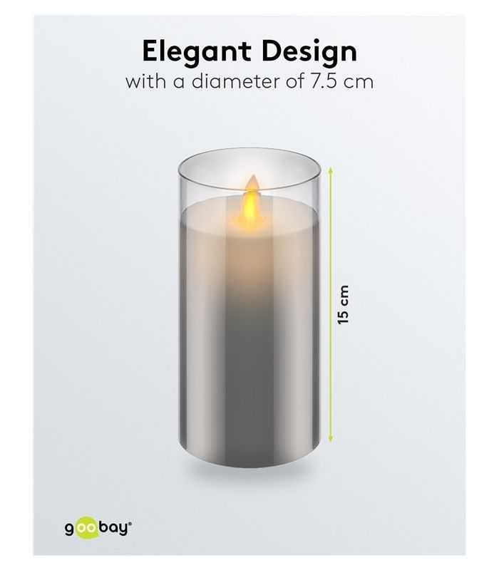 Lumanare Led Real Wax Din Sticla 75x15cm 3x Aaa Goobay 60372